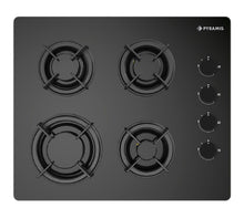 Plita gaz Pyramis 5335.02.01 Black Glass, gratare individuale emailate, 60x51 cm - EpicHome.ro