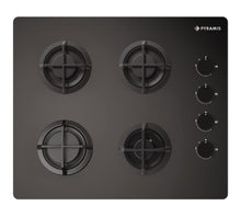 Plita gaz Pyramis 5343.01 Black Glass, gratare individuale fonta, 60x51 cm - EpicHome.ro