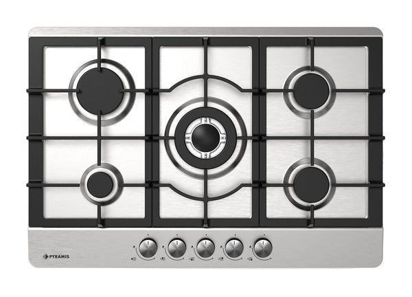Plita gaz Pyramis 75PG 730, Inox, Wok, gratare fonta, 75x51 cm - EpicHome.ro