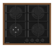 Plita gaz Pyramis 8080 PVD & Black Glass, Wok, gratare fonta, 59x52 cm - EpicHome.ro