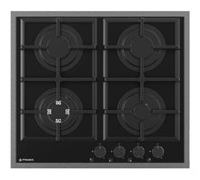 Plita gaz Pyramis 8080 PVD & Black Glass, Wok, gratare fonta, 59x52 cm - EpicHome.ro