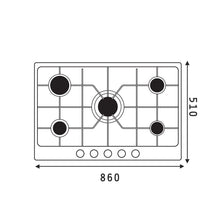 Plita gaz Pyramis 90PG 930, Inox, Wok, gratare fonta, 86x51 cm - EpicHome.ro