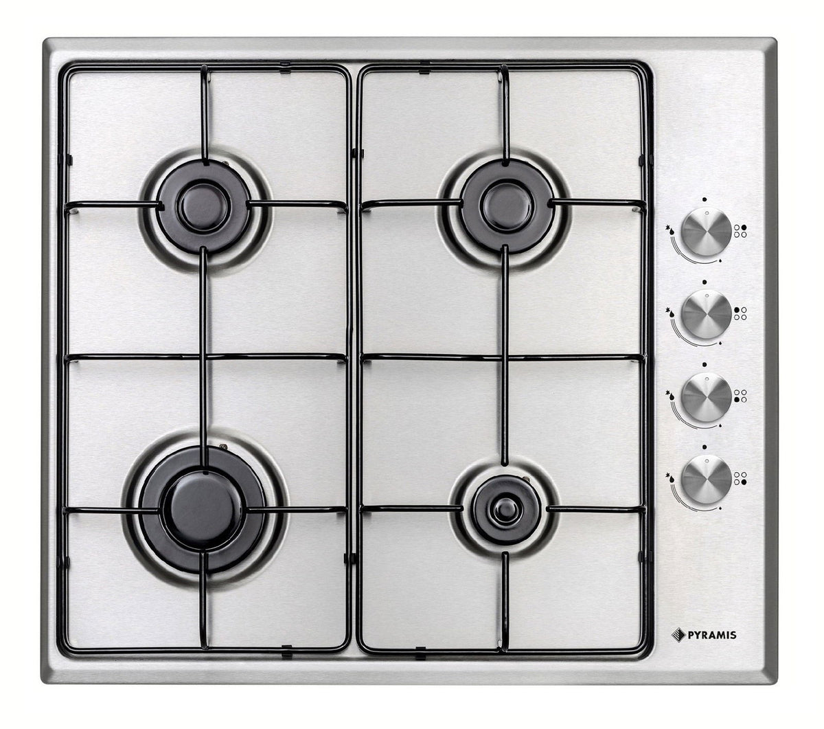 Plita gaz Pyramis PG60V 4G40 4002, Inox, gratare emailate, 58x51 cm - EpicHome.ro