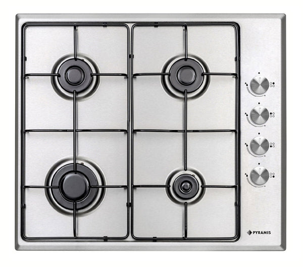 Plita gaz Pyramis PG60V 4G40 4002, Inox, gratare emailate, 58x51 cm - EpicHome.ro