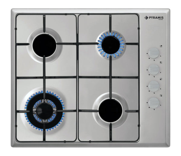 Plita gaz Pyramis Smartline SH 740, Inox, Wok, Gratare emailate, 59x52 cm - EpicHome.ro