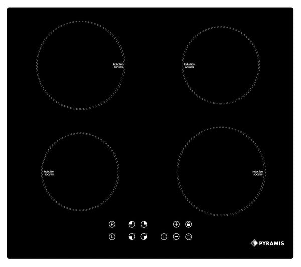 Plita inductie Pyramis 58IND910 Black Glass, 4 zone de gatit, Booster, 9 trepte de putere, 58x51 cm - EpicHome.ro