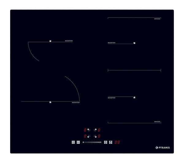 Plita inductie Pyramis PHI62432FMB Slider Touch Control, 4 zone de gatit, 1 zona Bridge, 9 trepte de putere, 59x52 cm - EpicHome.ro