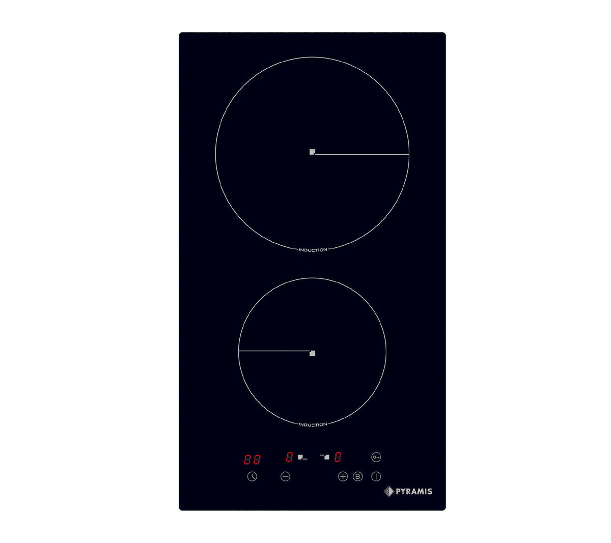 Plita inductie domino Pyramis PHI32230FMB Black Glass, 2 zone de gatit, Booster, 9 trepte de putere, 29x52 cm - EpicHome.ro