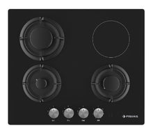 Plita mixta Pyramis 3+1 Gaz & Vitroceramic, sticla neagra, 6 trepte de putere, 60x51 cm - EpicHome