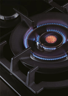 Plita pe gaz Pyramis 2.0 Wok HONEY Comb Black Glass, gratare fonta, 60x51,5 cm - EpicHome