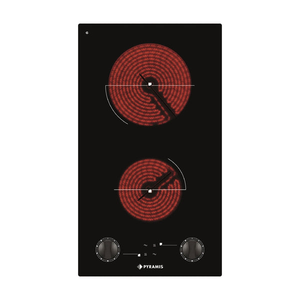 Plita vitroceramica domino Pyramis PHC31233FMB Black Glass, 2 zone de gatit, 9 trepte de putere, 29x51 cm - EpicHome.ro