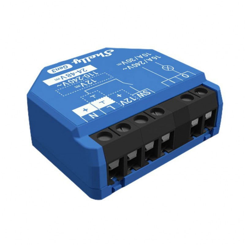 Releu smart Shelly 1 GEN3, 1 canal, 16A, WiFi, contact uscat (dry contact) - EpicHome.ro