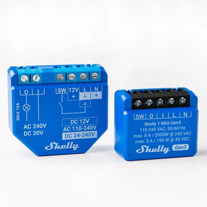 Releu smart Shelly Plus 1 Mini GEN3, 1 canal, 8A, contact uscat (dry contact) - EpicHome.ro