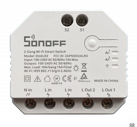 Releu smart Sonoff Dual R3 Lite, Wireless, 2 canale, Alb - EpicHome.ro