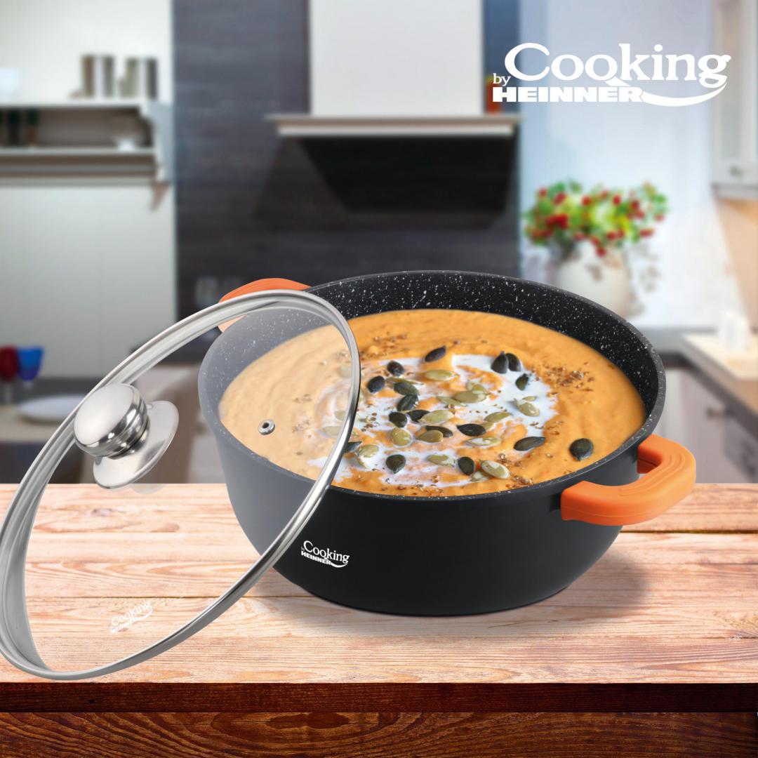 Semioala din aluminiu turnat cu capac, 36x16cm, 13.5L, Dark Line, Cooking By Heinner - EpicHome