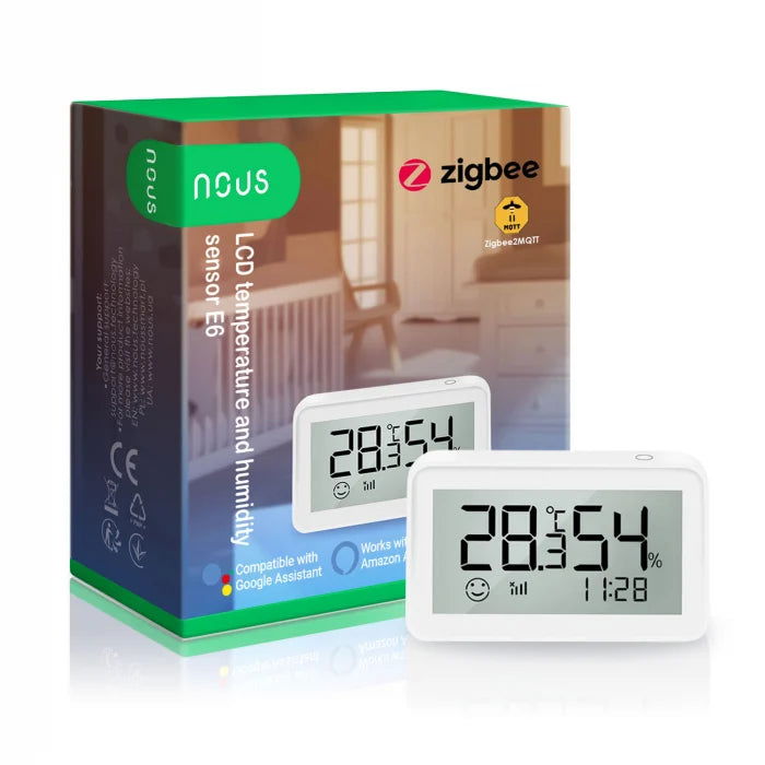 Senzor de temperatura si umiditate Nous E6, LCD, ZigBee - EpicHome.ro