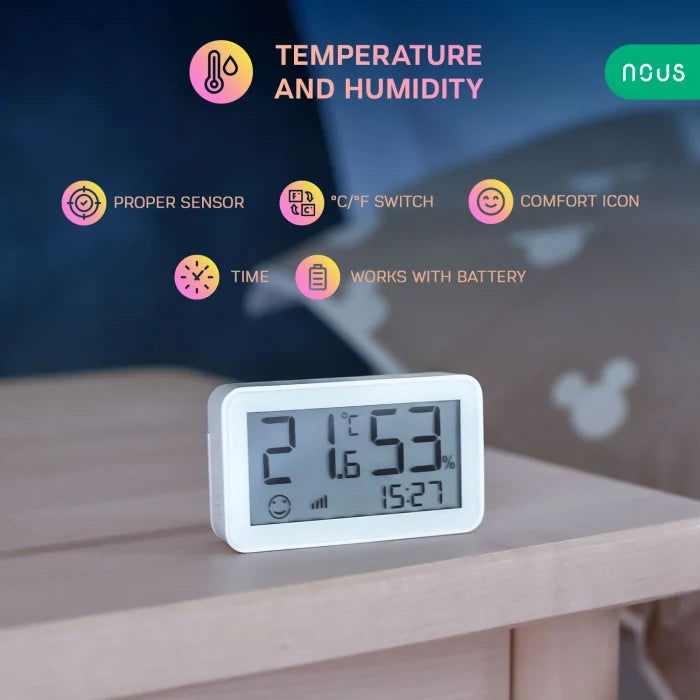 Senzor de temperatura si umiditate Nous E6, LCD, ZigBee - EpicHome.ro