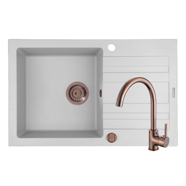 Set chiuveta granit Pyramis NAXOS 79x50cm si baterie ECO BELLO Copper - EpicHome