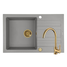 Set chiuveta granit Pyramis NAXOS 79x50cm si baterie ECO BELLO Gold - EpicHome