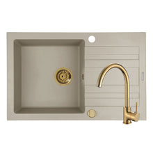 Set chiuveta granit Pyramis NAXOS 79x50cm si baterie ECO BELLO Gold - EpicHome
