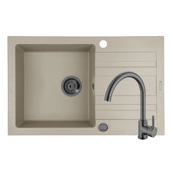 Set chiuveta granit Pyramis NAXOS 79x50cm si baterie ECO BELLO Gun Metal - EpicHome