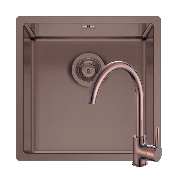 Set chiuveta patrata din inox Pyramis ASTRIS COLORA 40x40cm si baterie ECO BELLO - EpicHome.ro