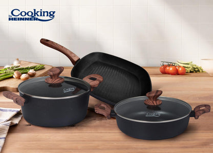 Set vase de gatit 5 piese aluminiu forjat, Malta, Cooking By Heinner - EpicHome