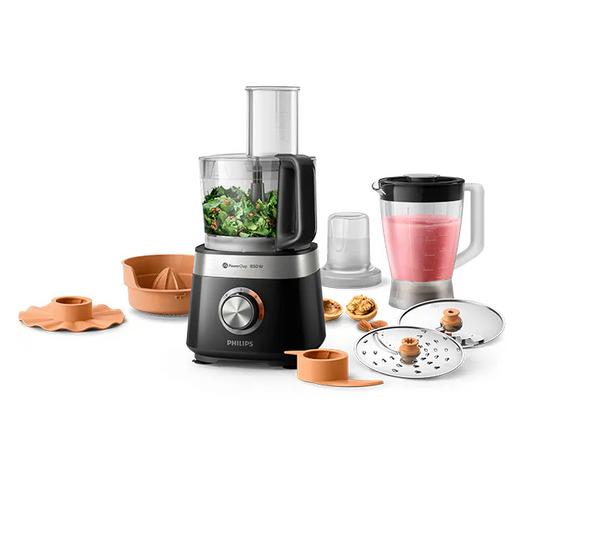 Robot de bucătărie PHILIPS Viva Collection HR7530/10, Bol 2.1L, Blender 1.5L, 850W, Negru