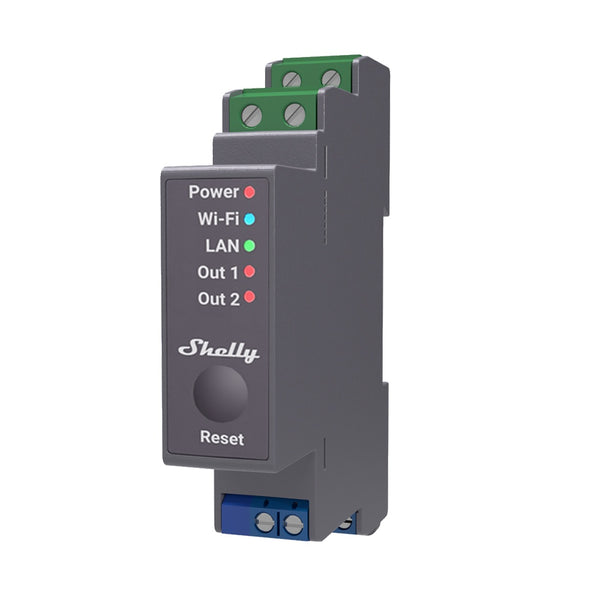 Releu Inteligent Shelly Pro 2 - 2 Canale, WiFi, LAN, Sina DIN, Control Aplicatie