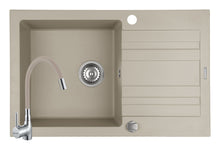 Set chiuveta granit NAXOS 1B1D 79x50 si baterie Eco Flessi Beige #1