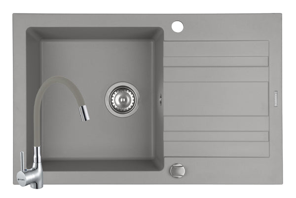 Set chiuveta granit NAXOS 1B1D 79x50 si baterie Eco Flessi Grey #1