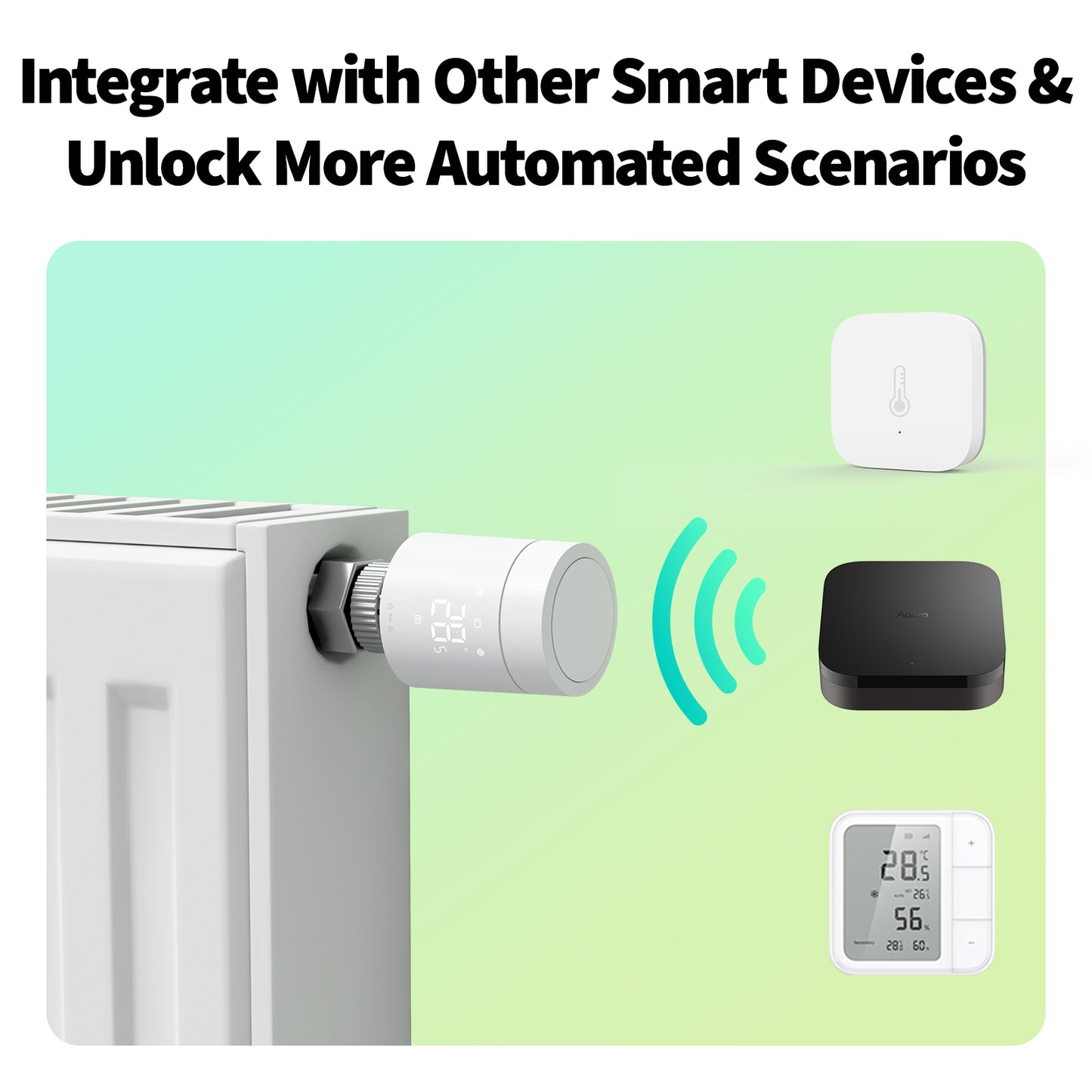 Termostat inteligent pentru calorifer Aqara W600, Thread/Zigbee, Spatial Intelligence